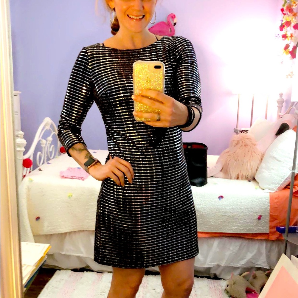 Disco ball mirrored dress.
